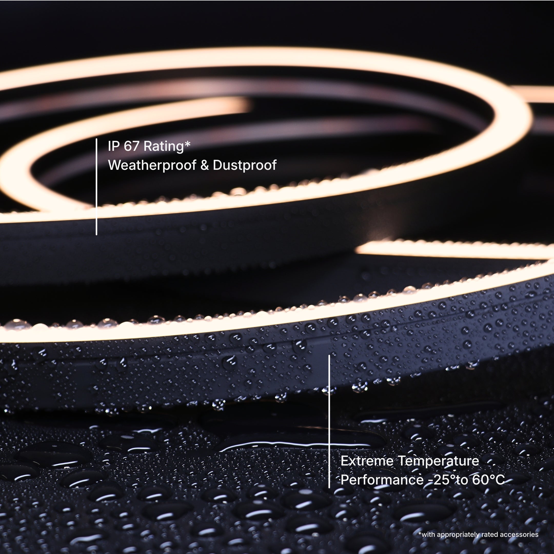 12x20mm Black Neon - Warm White Per Meter (24V)