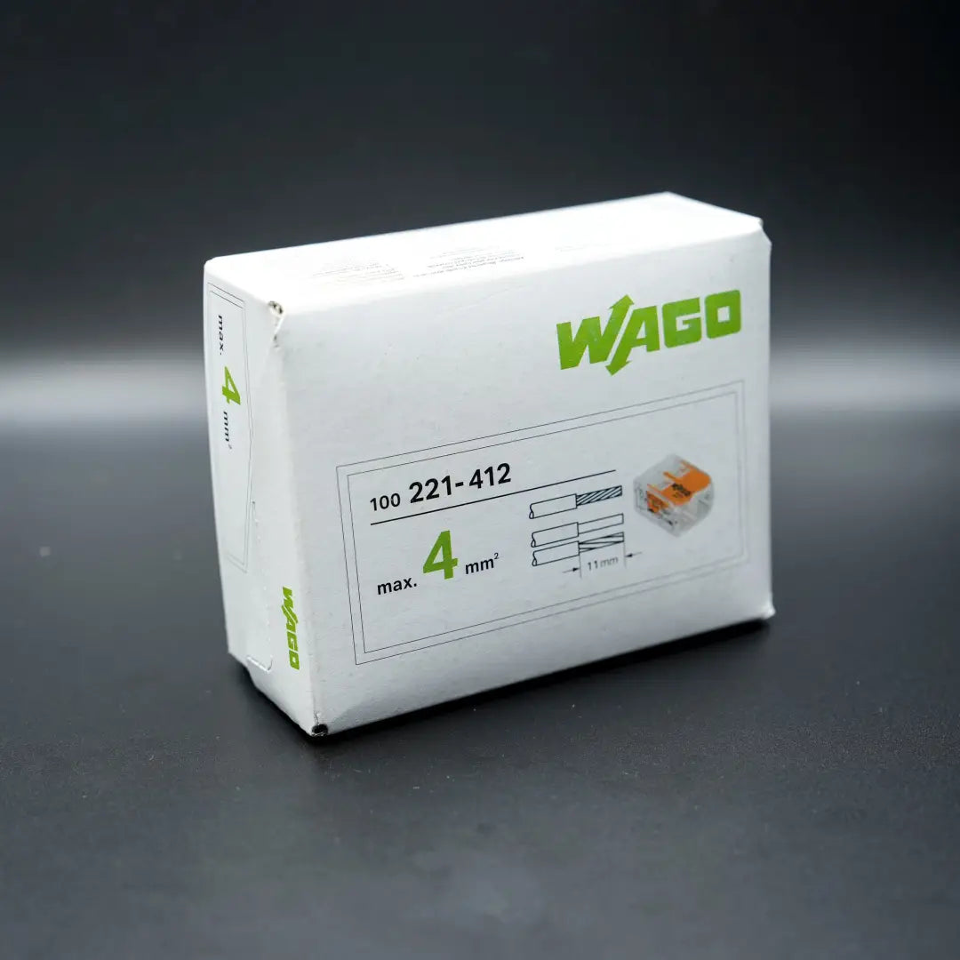 White WAGO electrical connector box with green logo for wago connectors 4mm 100pc accessory