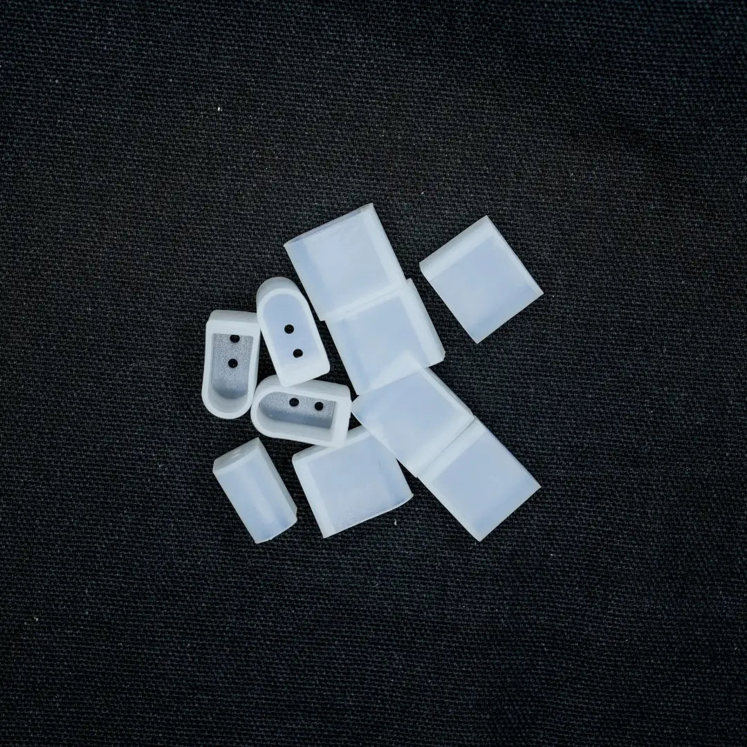 White plastic buttons and squares for 8x16 end cap flex neon installation clamps