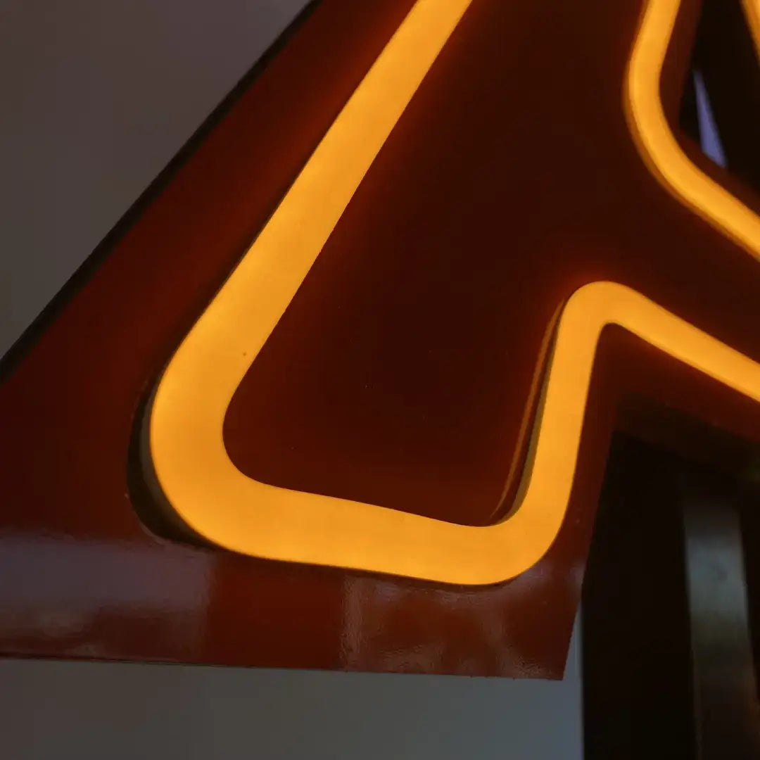 Glowing orange neon light in a curved shape, flexible neon LED strip for 8x16 Flex Neon Tangerine Orange