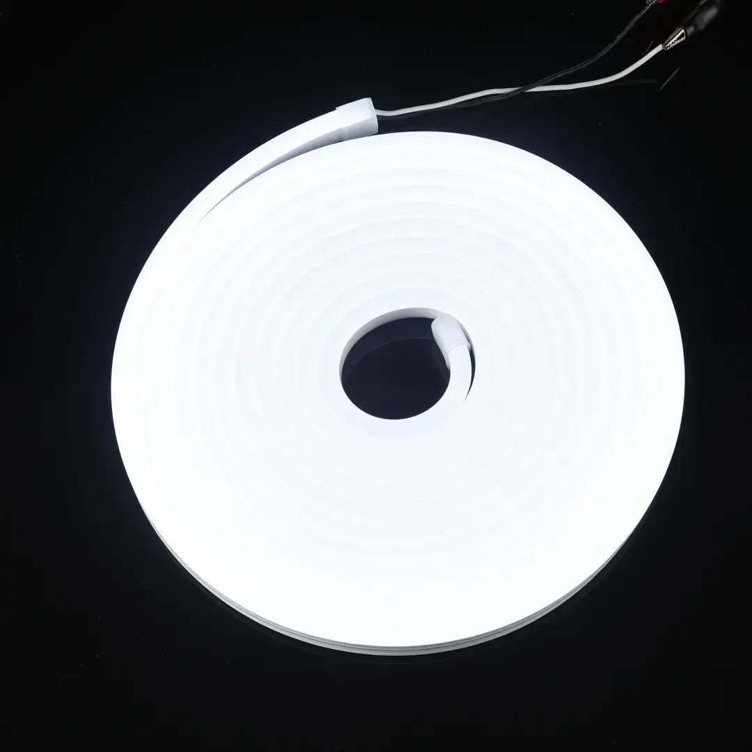 White circular disc with cord for flexible neon LED strip architectural strips application