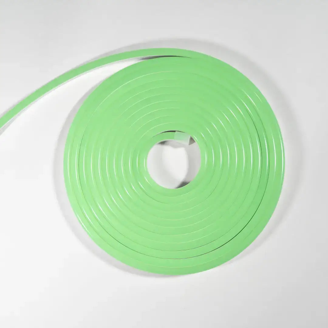 Coiled green neon LED tape for flexible neon signs and architectural strips