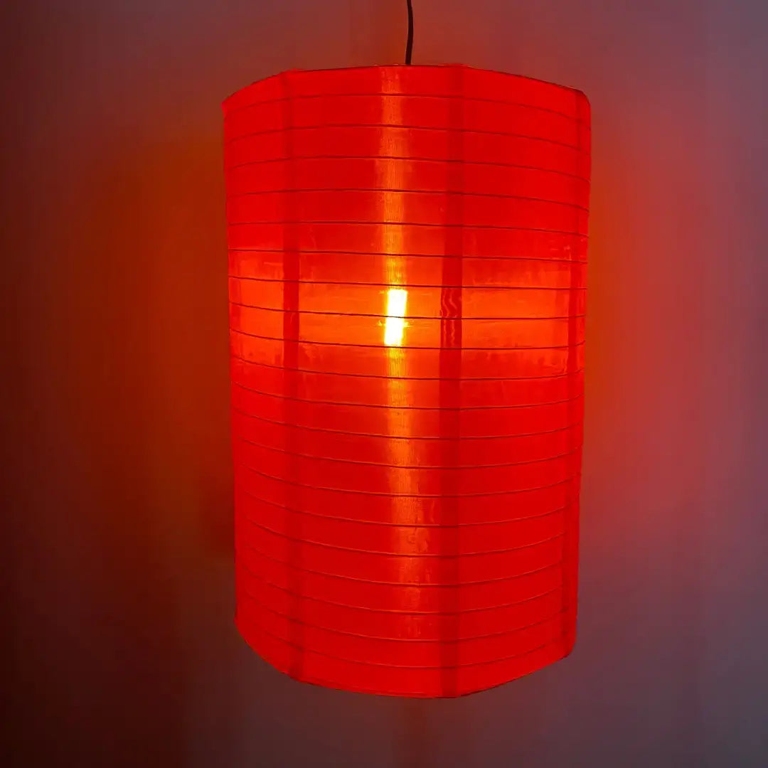Lantern - 35cm Cylinder Red - Festoon Bulbs