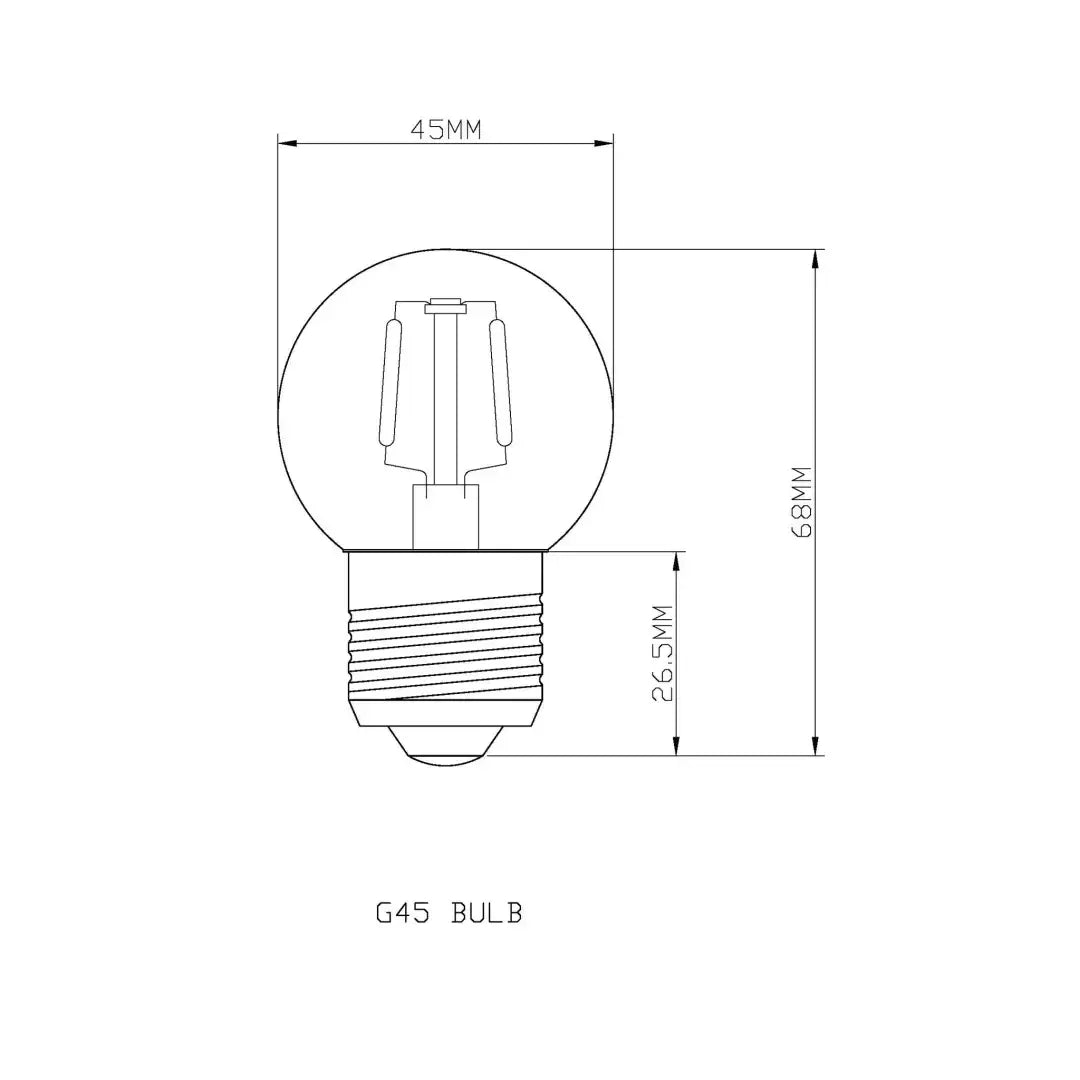 Bulb E27 G45 Milky 2000K Quad Filament - Festoon Bulbs