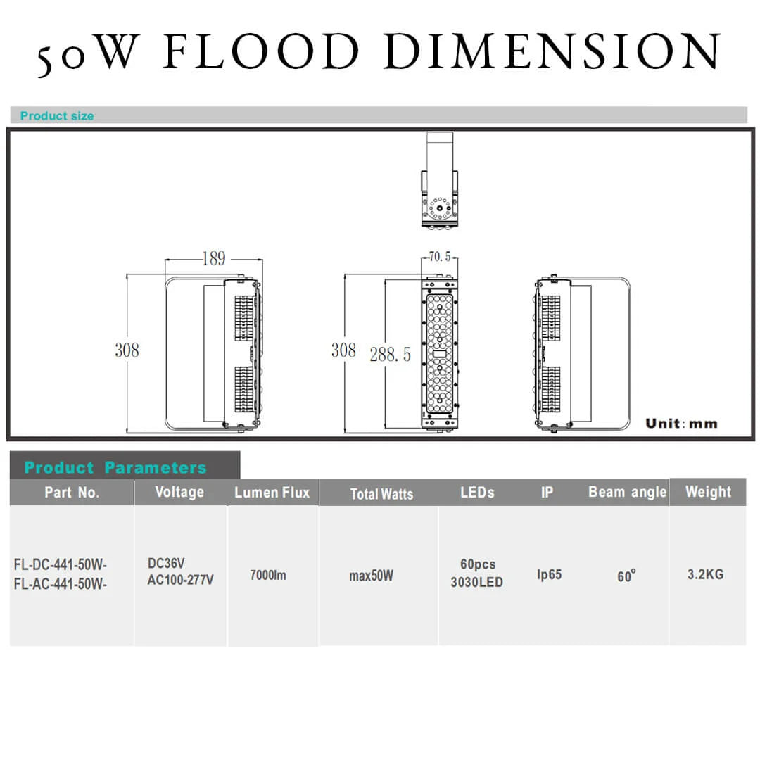 50w Cyan Floodlight with 36V Transformer - Floodlight