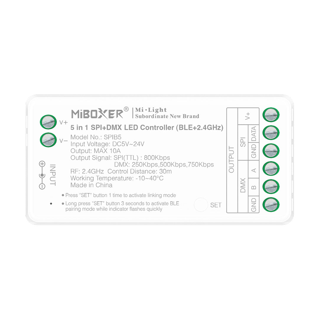 MiBoxer 5 in 1 SPI+DMX LED Controller (BLE+2.4G)