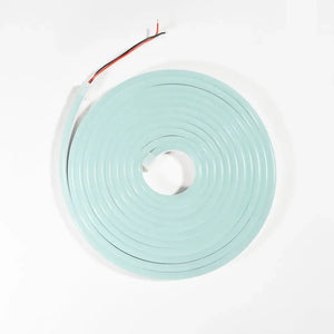 Mint green circular LED neon flex strip with exposed wiring, ideal for flexible neon architectural strips