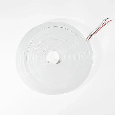 White circular LED strip light with red and black wires for flexible neon architectural strips