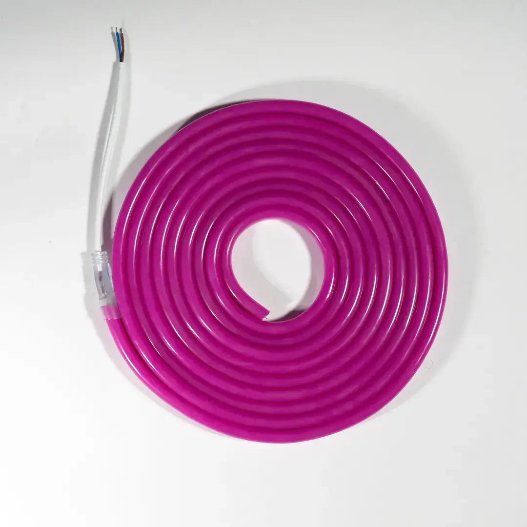 Pink neon flex tube with exposed wiring, ideal for flexible neon LED strip lighting