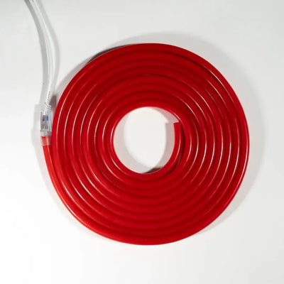 Red neon-style flexible rope light with pre-soldered ends, ideal for neon LED strip decor