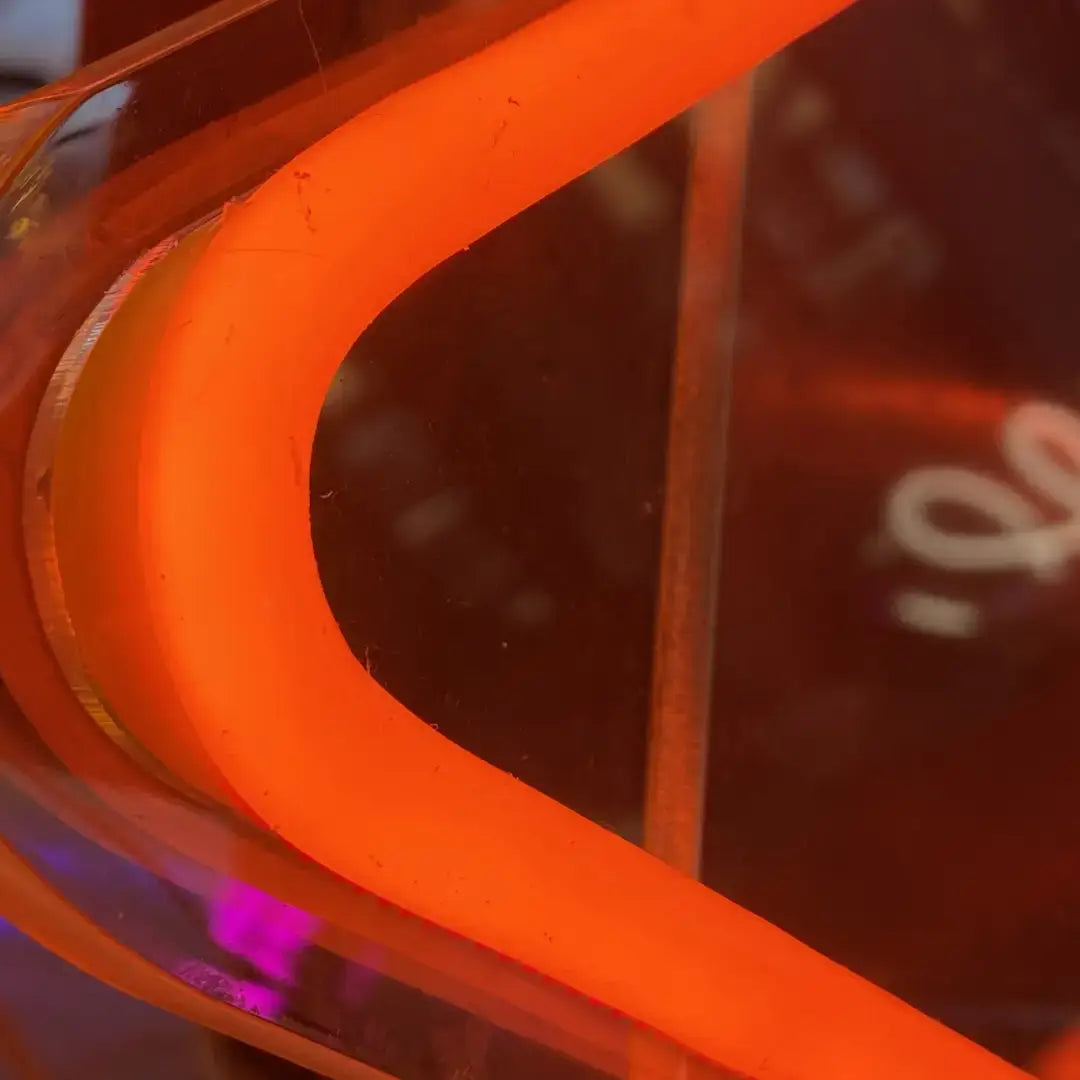 Curved orange neon light tube with flexible neon led strip and pre-soldered ends