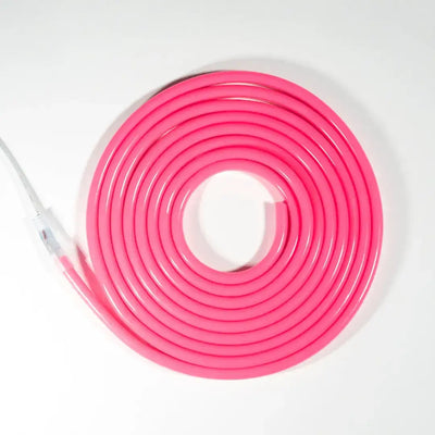 Pink coiled flexible neon cable with pre-soldered ends for neon LED strip installations