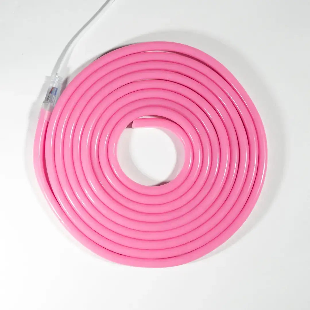 Pink neon flex rope light with pre-soldered ends, perfect for flexible neon LED strip decor