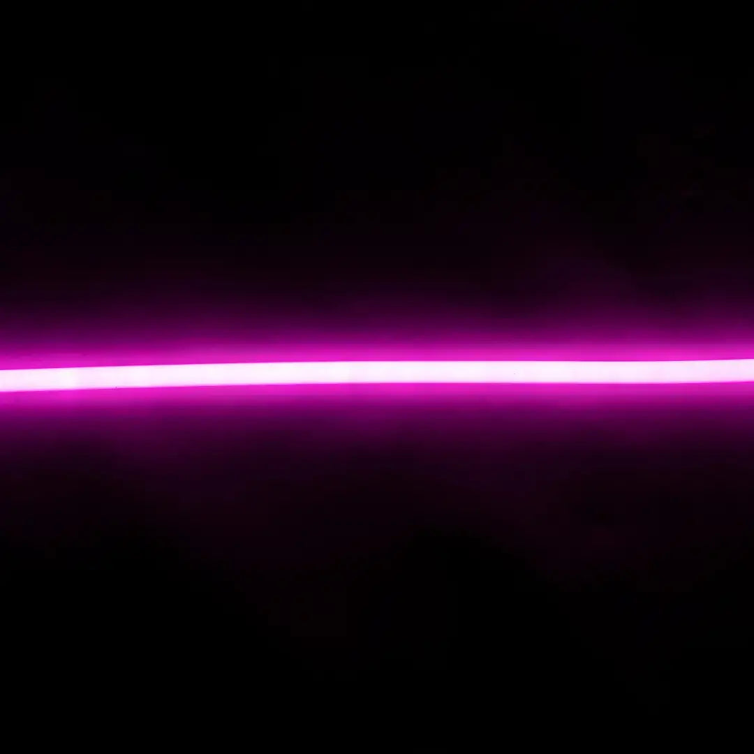 Glowing horizontal pink flex neon for architectural neon and product lighting displays