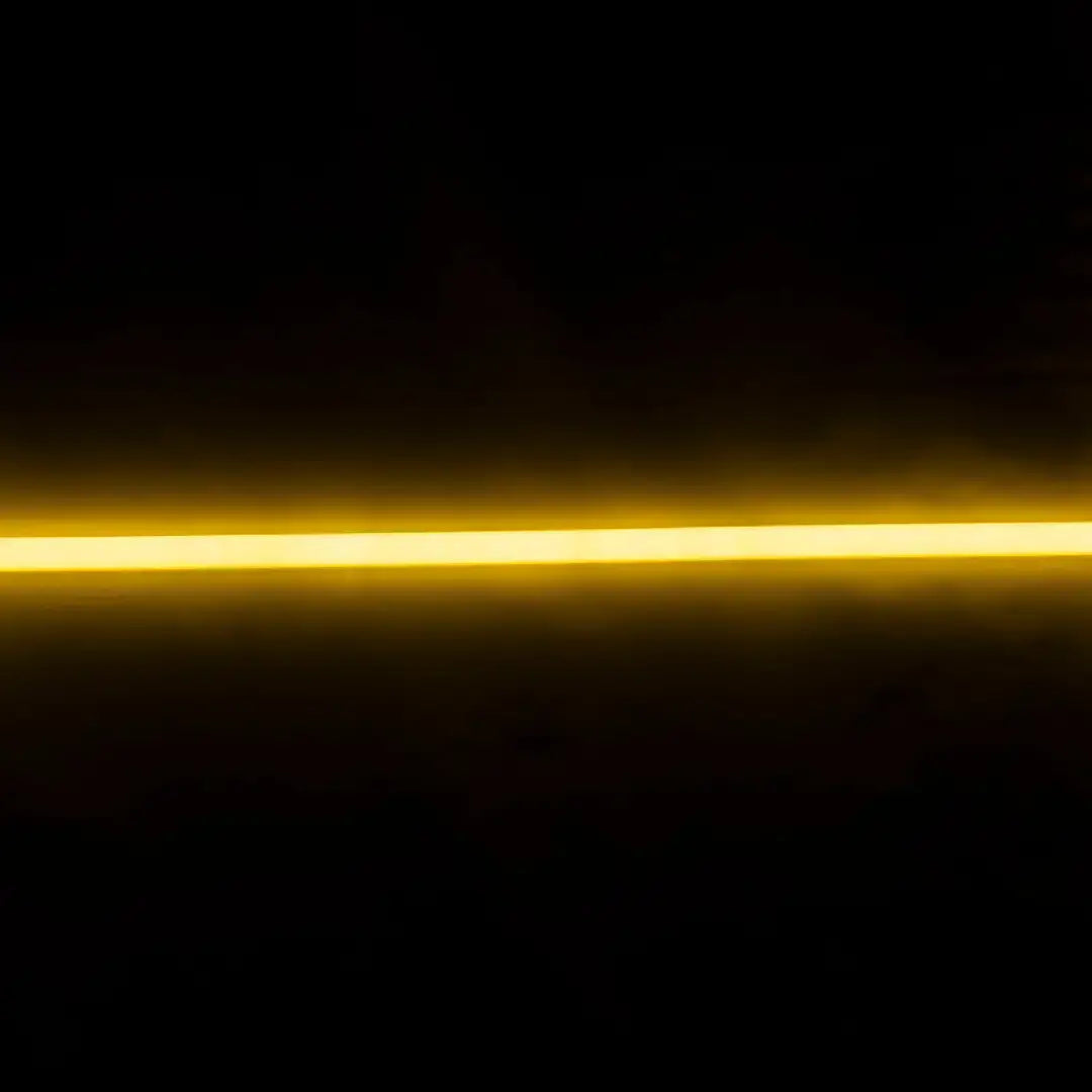 Flex Neon Sun Yellow glowing horizontal light streak for architectural applications with vertical bending