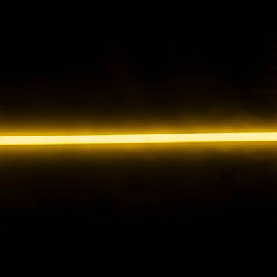 Flex Neon Sun Yellow glowing horizontal light streak for architectural applications with vertical bending
