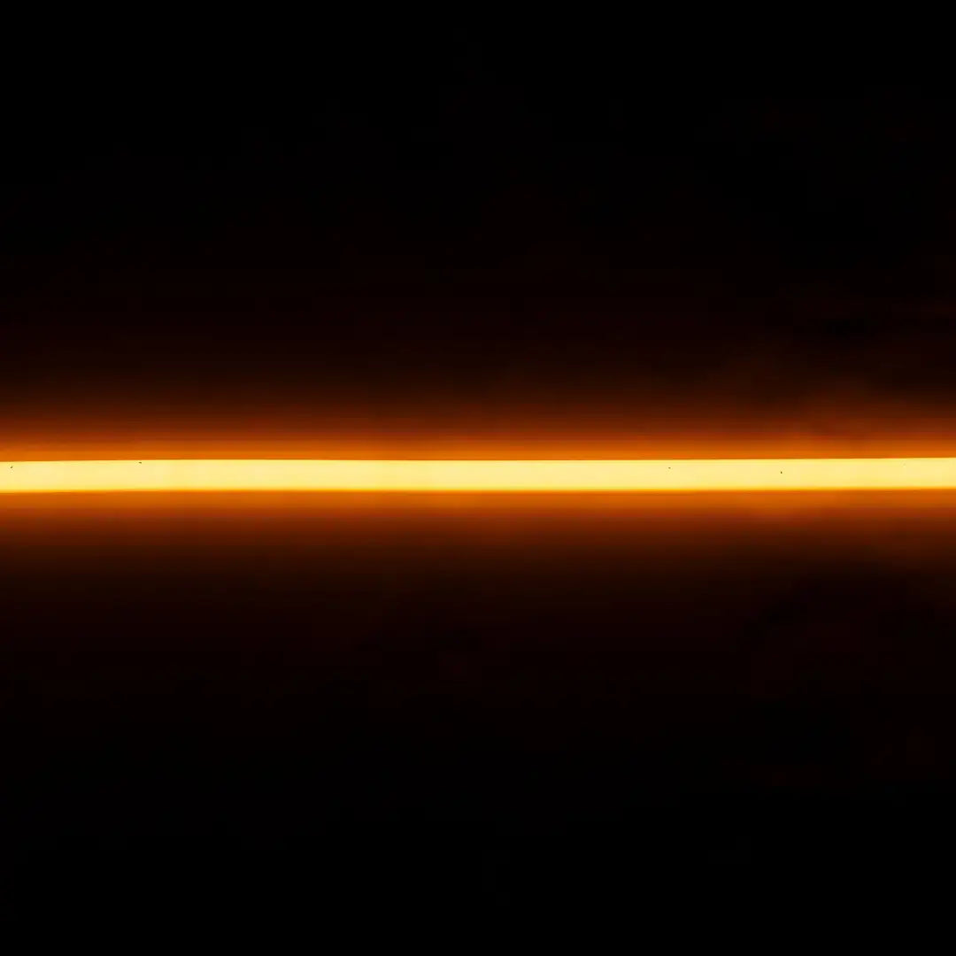 Glowing orange flex neon light streak for architectural applications and product lighting