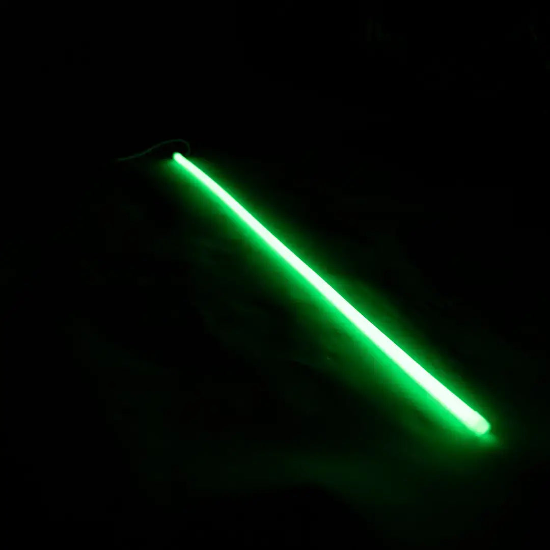 Glowing green neon signs and architectural lighting with 15x13 Flex Neon Emerald Green blade