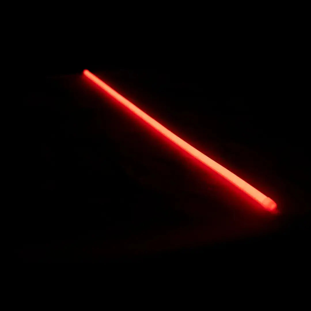 Flex Neon architectural neon with vertical bending glow resembles a red lightsaber blade against darkness