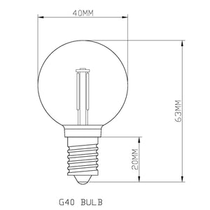 Bulb E14 G40 Clear 1800K Double Filament