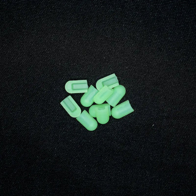 Mint green plastic cord locks for flex neon installation, perfect coloured end caps for 8x16 end caps pack