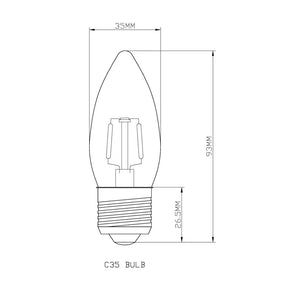 Bulb E27 C35 Milky 2000K Double Filament - Festoon Bulbs