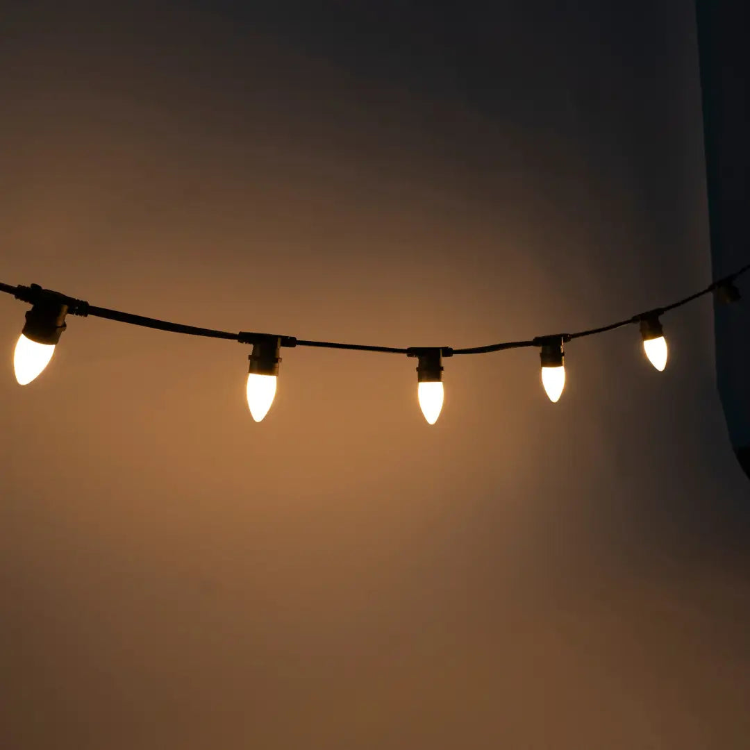 C35 Milky 2000K 2F Flat Festoon Lighting Per Meter (0.5m Spacing) - Festoon Lighting