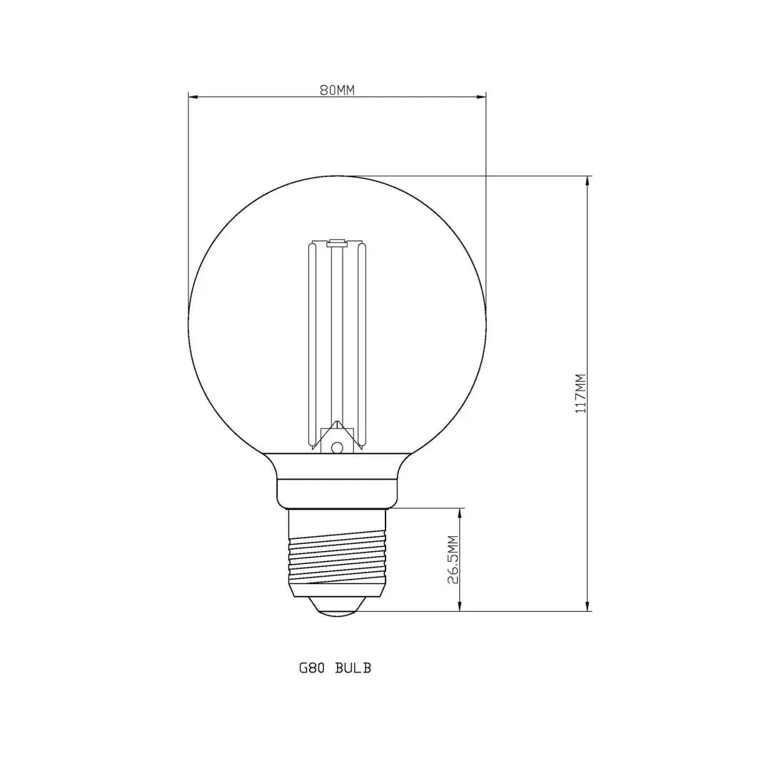 Bulb E27 G80 Milky 2000K Quad Filament - Festoon Bulbs