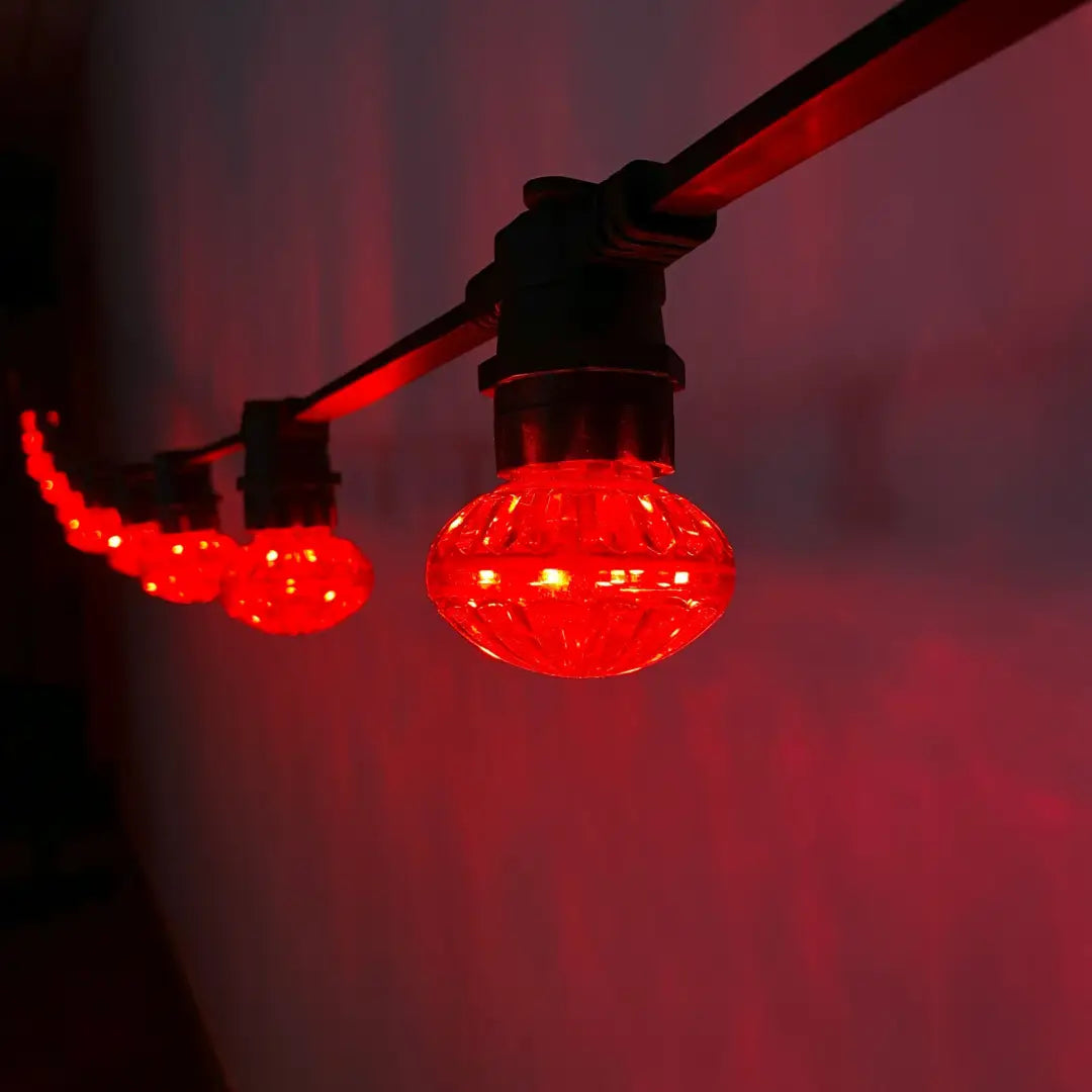 50m Red Cabochon Festoon Lighting Bundle (0.5m Spacing) - Festoon Lighting