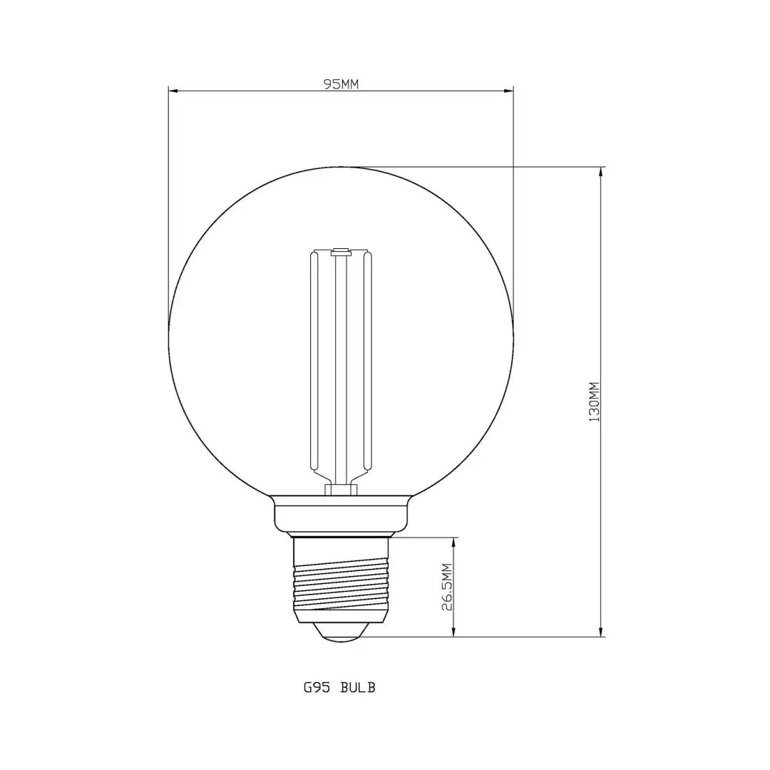 Bulb E27 G95 Milky 2000K Quad Filament - Festoon Bulbs