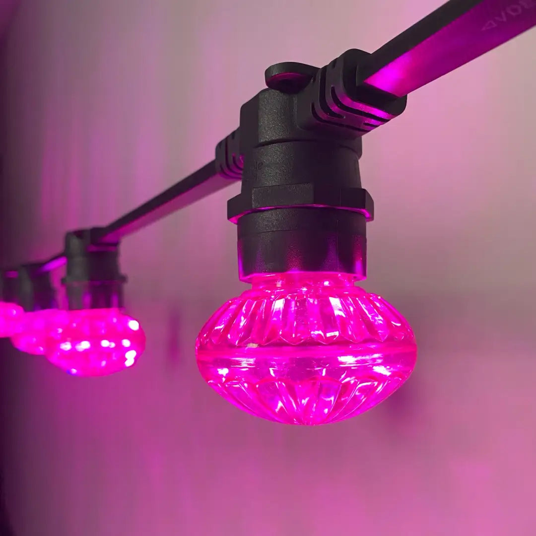 Cabochon Pink Flat Festoon Lighting Per Meter (0.5m Spacing) - Festoon Lighting