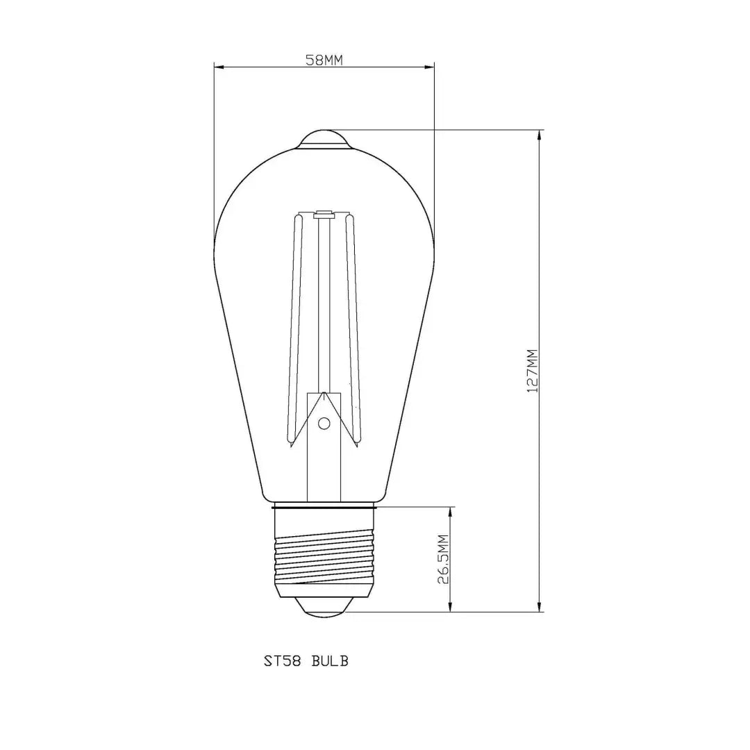 Bulb E27 ST58 Clear 1800K Quad Filament - Festoon Bulbs