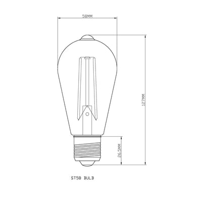 Bulb E27 ST58 Clear 1800K Quad Filament - Festoon Bulbs