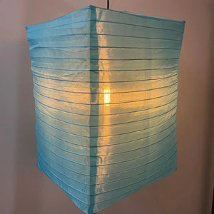 Lantern - 35cm Rectangle Turquoise - Festoon Bulbs
