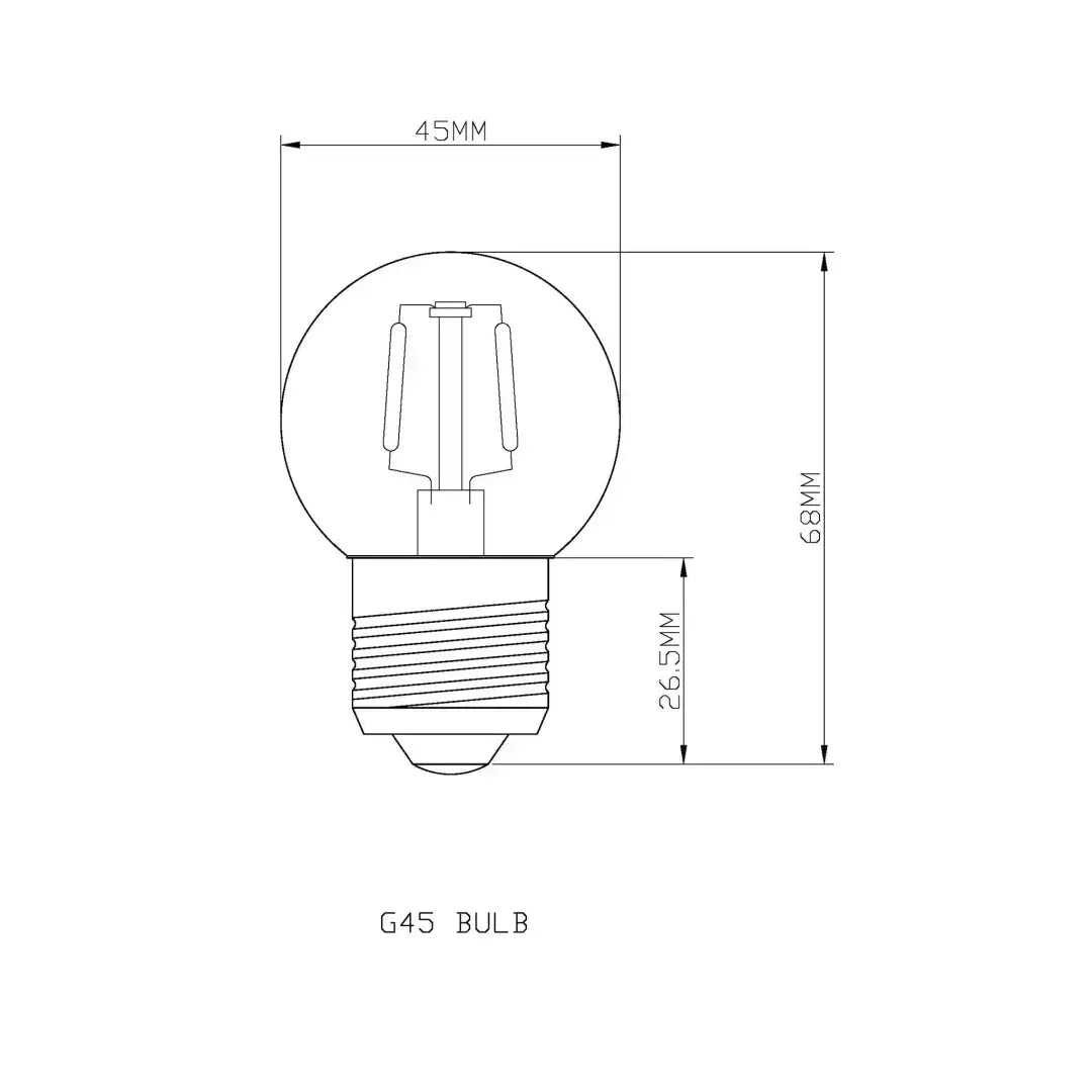 Bulb E27 G45 Milky 2000K Quad Filament - Festoon Bulbs