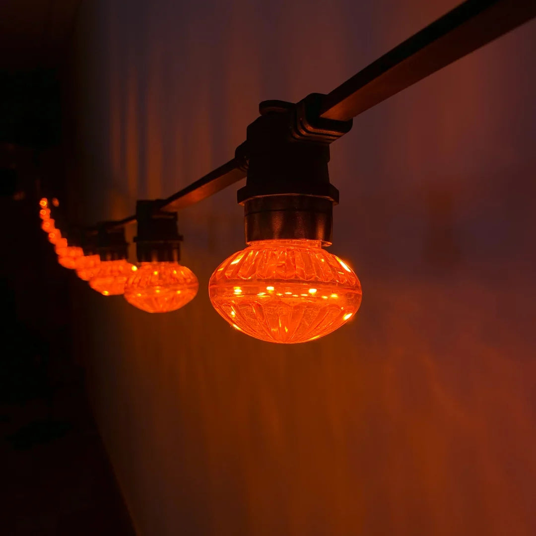 50m Orange Cabochon Festoon Lighting Bundle (0.5m Spacing) - Festoon Lighting