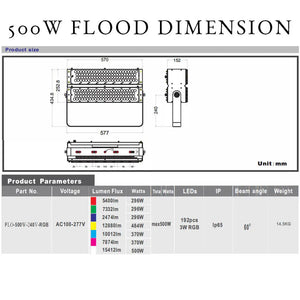 500w RGBW Floodlight with 36V Transformer - Floodlight