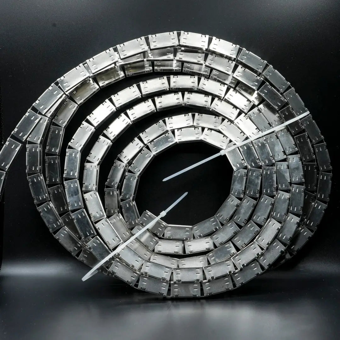 Metallic cable carrier coiled in spiral shape made of premium-grade stainless steel for harsh Australian elements