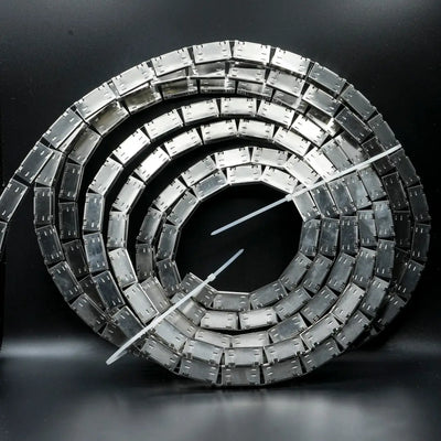 Metallic cable carrier coiled in spiral shape made of premium-grade stainless steel for harsh Australian elements