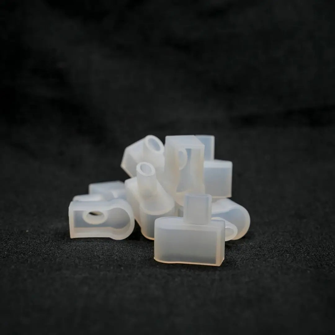 White plastic cable clips for wire management in universal series flexible neon lighting systems