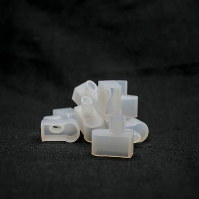 White plastic cable clips for wire management in universal series flexible neon lighting systems