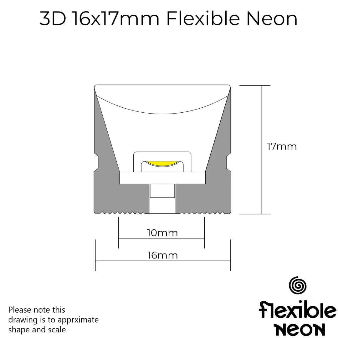 3D 16x17mm Neon - Single Colour Per Meter (24V)