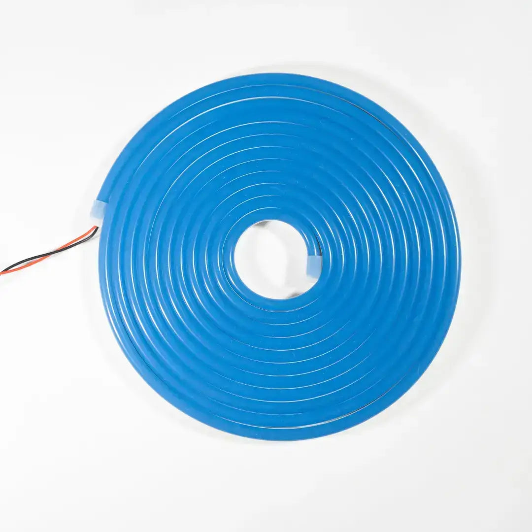 Coiled blue flexible neon LED flex strip with wiring for 8x16 Flex Neon architectural strips