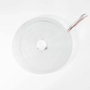 White circular LED strip light with red and black wires, ideal for flexible neon architectural strips