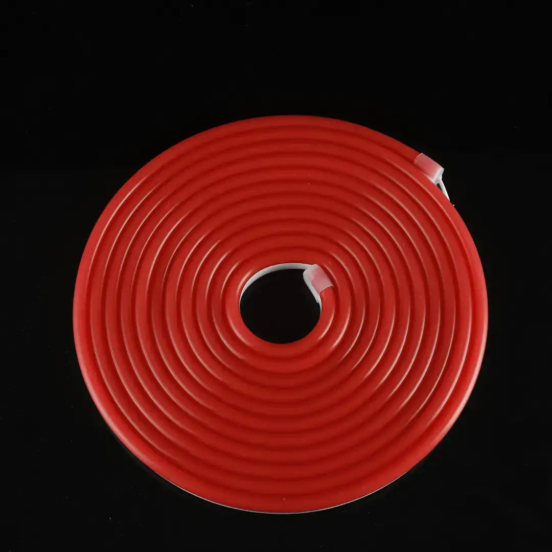 Red spiral-shaped plastic disc for flexible neon LED strip or architectural strips display