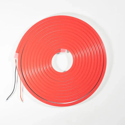 Red neon flex rope light coiled in circular shape for flexible neon or architectural strips