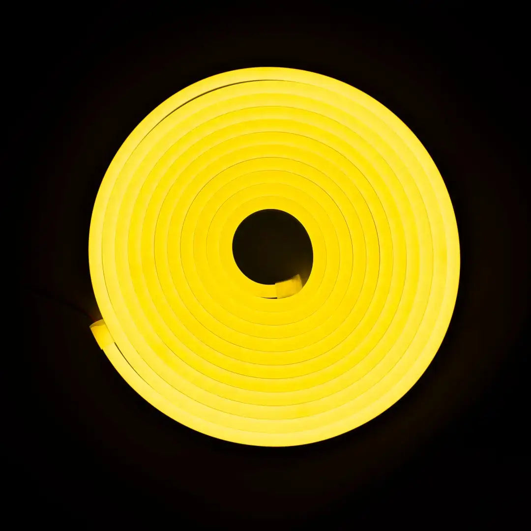 Yellow spiral-shaped flexible neon LED strip for architectural strips and neon lighting