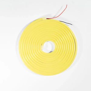 Yellow neon flex LED strip in a circular shape for architectural strips and flexible neon uses