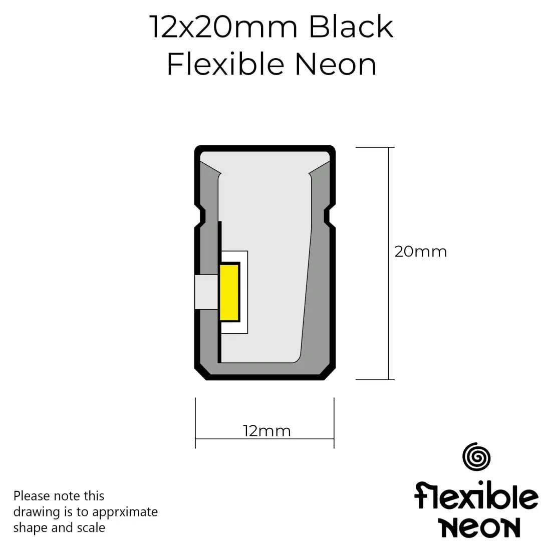 12x20mm Black Neon - Warm White Per Meter (24V)