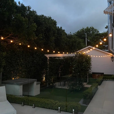 Warm White G80 Milky Festoon Lighting Per Meter - BLK Flat 0.5m Spacing (2 bulbs/m) - Festoon Lighting